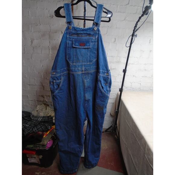 Five Brothers Carpenter Bib Overalls Mens 50x30 Blue Denim Workwear Carpenter - Picture 1 of 14
